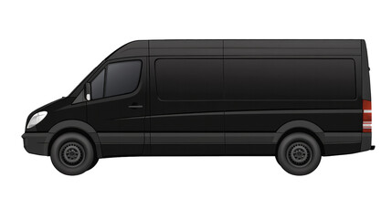  black delivery van on transparency background PNG