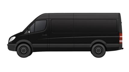  black delivery van on transparency background PNG