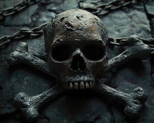 Thief Skull And Crossbones. Pirate Symbols of Death and Danger in Skull and Bone Art