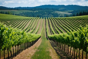 Obraz premium Willamette Valley Vineyards: Agriculture in Full Color Landscape, Dundee Oregon