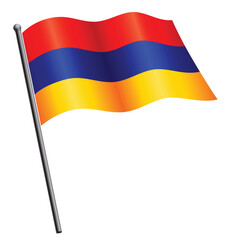 flying waving armenian flag on flagpole transparent background