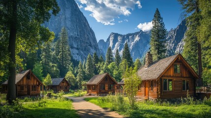 Curry Village in Yosemite National Park. A Northern California Adventure in the Sierra Nevada Mountains
