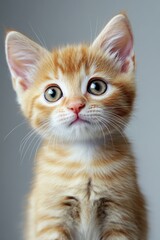 Obraz premium Cat Head Tilt - Curious Kitten Listening in Adorable Alert Behavior