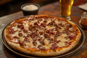 Meat Lovers Pizza and Beer. A Perfect Dinner Pairing for Happy Hour