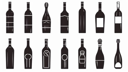 Vector illustration collection of wine bottle