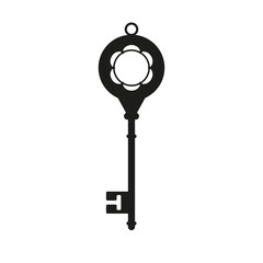 Vintage key icon. A simple flat vector illustration on a white background