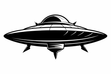 Flying saucer black silhouette vector