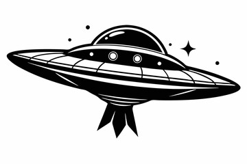 Flying saucer black silhouette vector