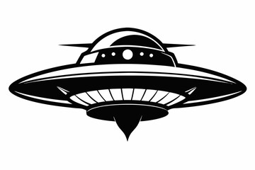 Flying saucer black silhouette vector