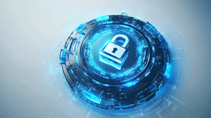 Padlock with Keyhole in data security on Converging point of circuit. Cyber data and information privacy. Future technology security, Network protection, and Modern safety digital Conc, Generative AI.