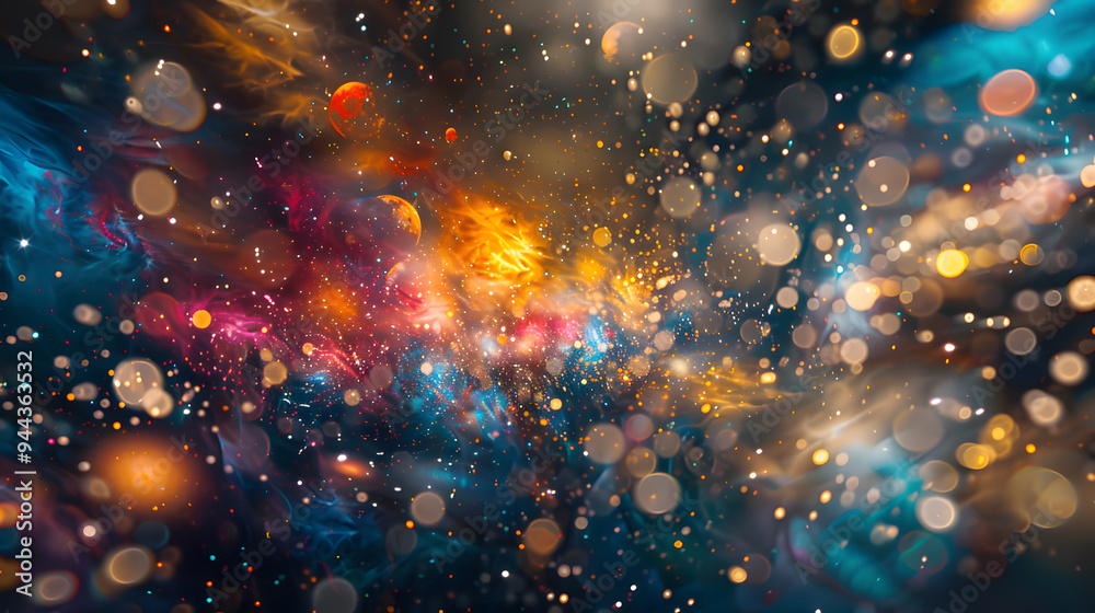 Canvas Prints a colorful galaxy with many stars and planets.