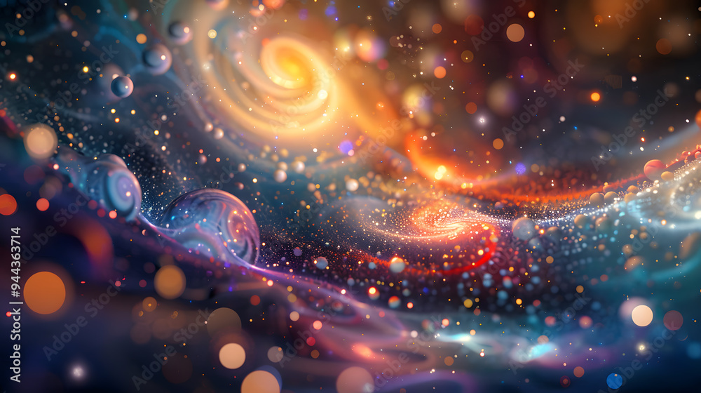 Canvas Prints a colorful galaxy with many stars and planets.