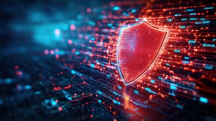 Advanced Cybersecurity Protection: Digital Shield and Secure Technology Visuals in a High-Tech World