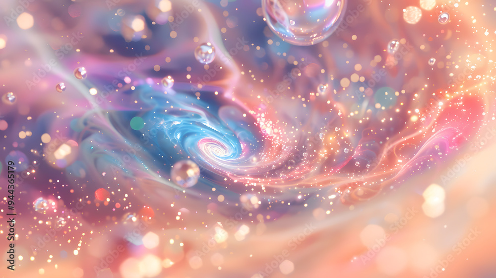 Canvas Prints a beautiful, colorful space scene with a large planet in the center and a smaller planet in the back