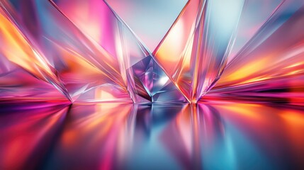 Vibrant Abstract Crystal Reflections with Colorful Light Effects