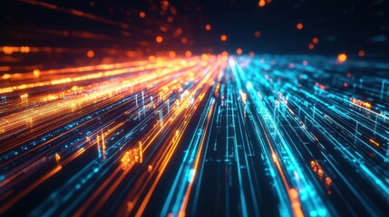 Futuristic Neon Grid - High-Tech Cyberpunk Network Visualization with Ultra-Realistic Vibrant Aesthetics