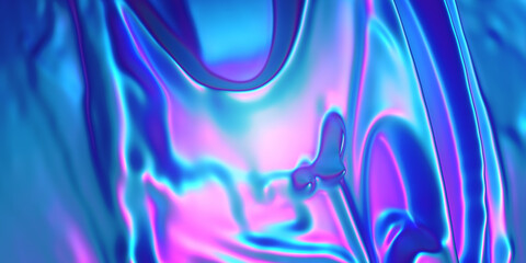 Holographic 3d abstract background, gradient, bionic shapes