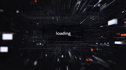 The Black text "loading" animation with glitch effect ,generative ai