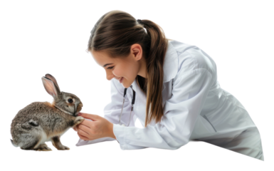 PNG  Veterinarian examining cute rabbit