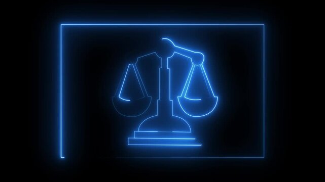 Justice logo with blue neon