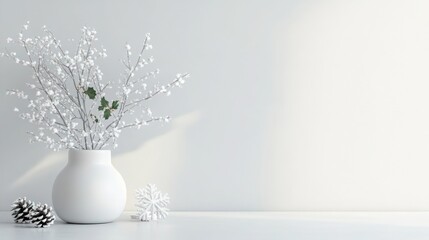 Fototapeta premium Minimalistic winter sales mockup with a subtle Christmas atmosphere emphasizing seasonal sales with modern design including simple festive Christmas and New year elements