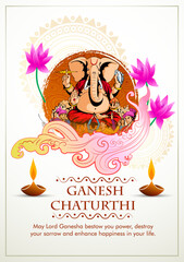 Lord Ganesha , Ganesh festival illustration of Lord Ganpati background for Ganesh Chaturthi festival of India