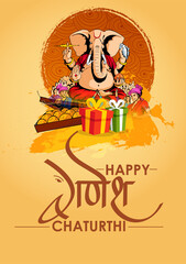 Lord Ganesha , Ganesh festival illustration of Lord Ganpati background for Ganesh Chaturthi festival of India