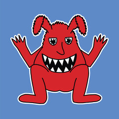 hand drawn monster character sticker illustration