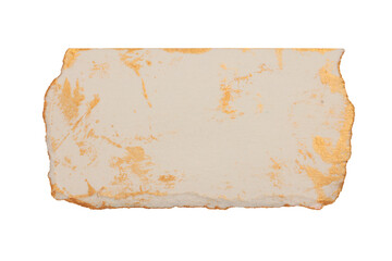 Torn, ripped paper cardboard pieces frame isolated on white background. Gold, beige gray copy space texture ..