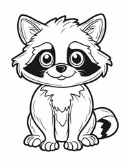 Obraz premium Delightful raccoon character ready for creative coloring adventures in a simple design for young artists