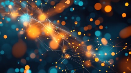 Obraz premium Quantum Particles Interaction in Futuristic Tech Environment with Glowing Elements Representing Advanced Science