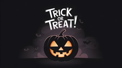  minimalistyczny, Halloween, dynia, świecący uśmiech, ciemne tło, teksturowane tło, głęboka pomarańcz, czerń, ilustracja, płaska grafika, rzeźbiony uśmiech", ręcznie pisana czcionka, mroczny, 