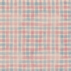 Pink Blue Beige Plaid Hand Drawn Background