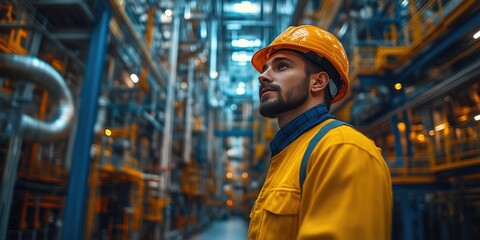 Obraz premium Industrial Construction Engineer Analyzing Project Outdoors