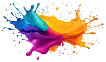 PNG Vibrant colorful paint splash art
