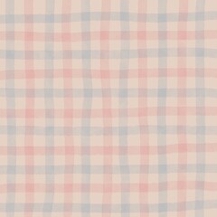Pink Blue Beige Plaid Hand Drawn Background