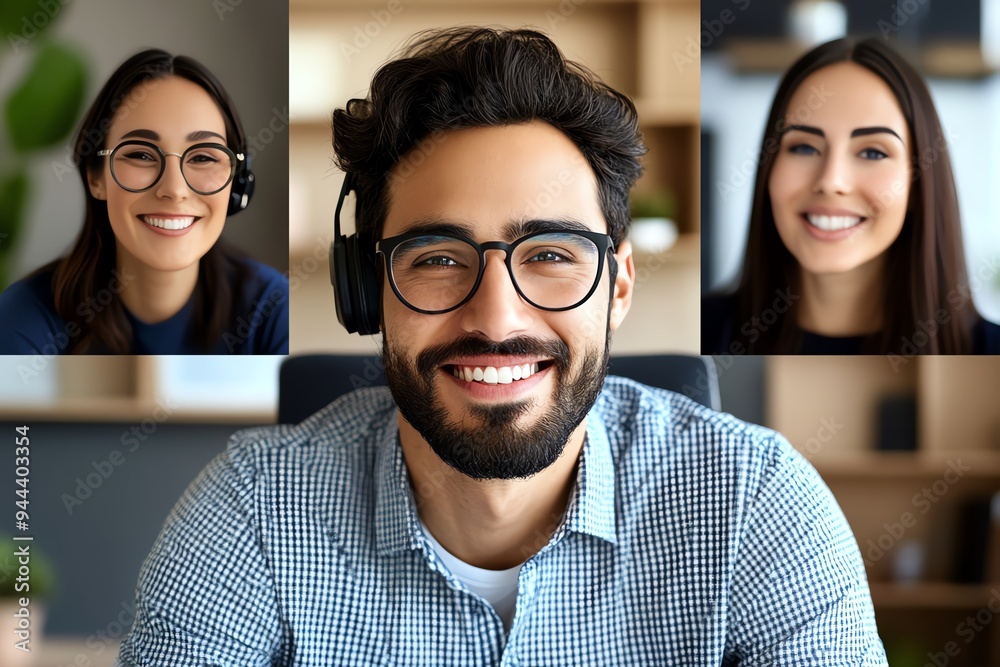 Poster sign languages in virtual meetings, captured in a photo of a video call where participants use sign 