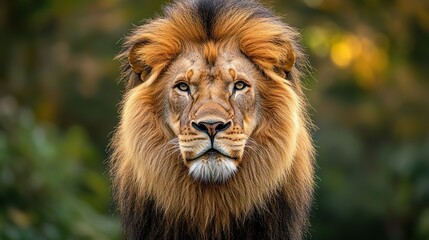 Fototapeta premium Regal lion with a majestic mane perfect for capturing the power and grace of nature