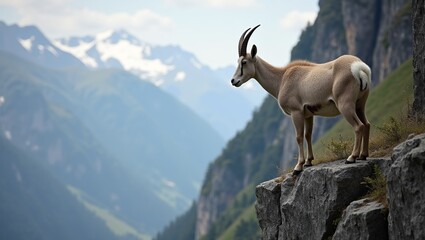 Alpine Majesty Mountain Goat on Rocky Ledge