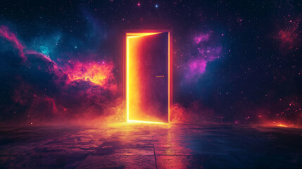 Mystical Glowing Doorway to the Universe Amidst Cosmic Wonders