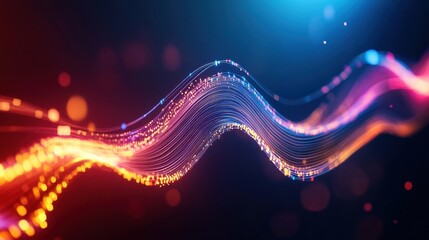 Hyper-Realistic Futuristic Sound Wave Visualization with Digital Patterns and High-Tech Signal Processing for Immersive Audio Experience