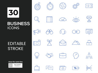 Business and finance web icon set - outline icon collection, vector