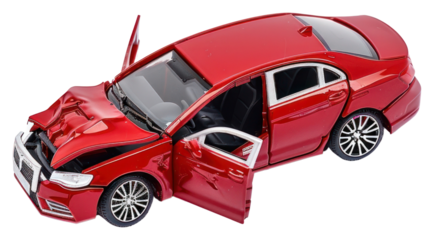 PNG  Red toy car accident model