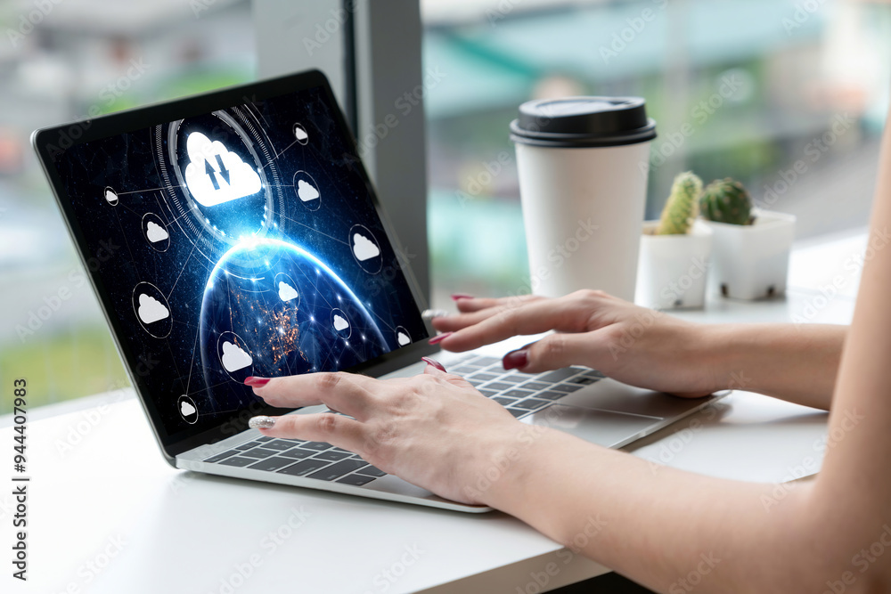 Poster cloud computing software for modish remote work and personal data storage