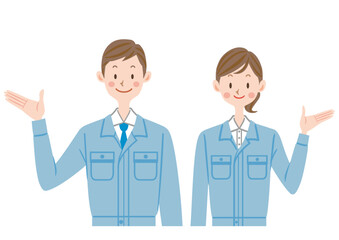 作業服を着た男女のイラスト　作業員