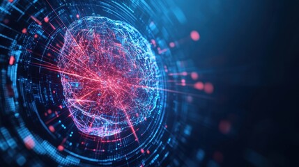 Obraz premium Digital Brain: Illuminating the Future of Artificial Intelligence with Futuristic Neural Network Design