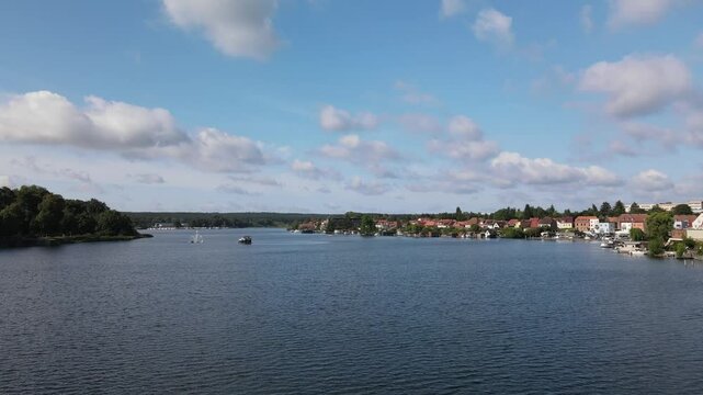 View from above to the city of Malchow and the surrounding lake landscape as a pure vacation area