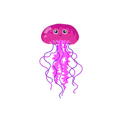 Obraz premium Cute pink jellyfish vector illustration