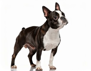 Boston Terrier dog on a white background