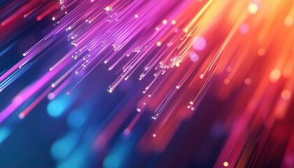 Bright and vibrant strands of light create a dynamic display of color amidst a dark background during an abstract digital art showcase